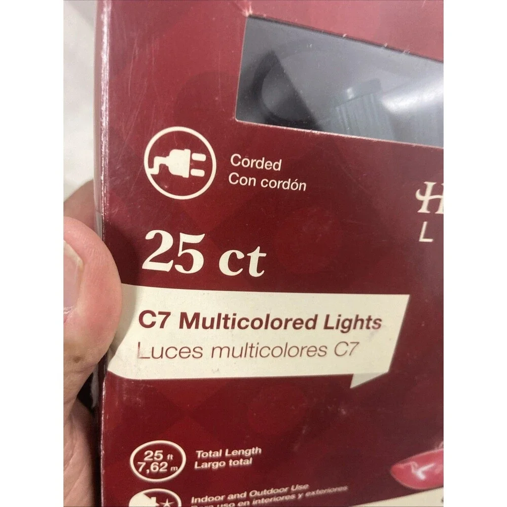Holiday Living 25ct C7 Multicolor String Lights Indoor Outdoor 25ft Corded